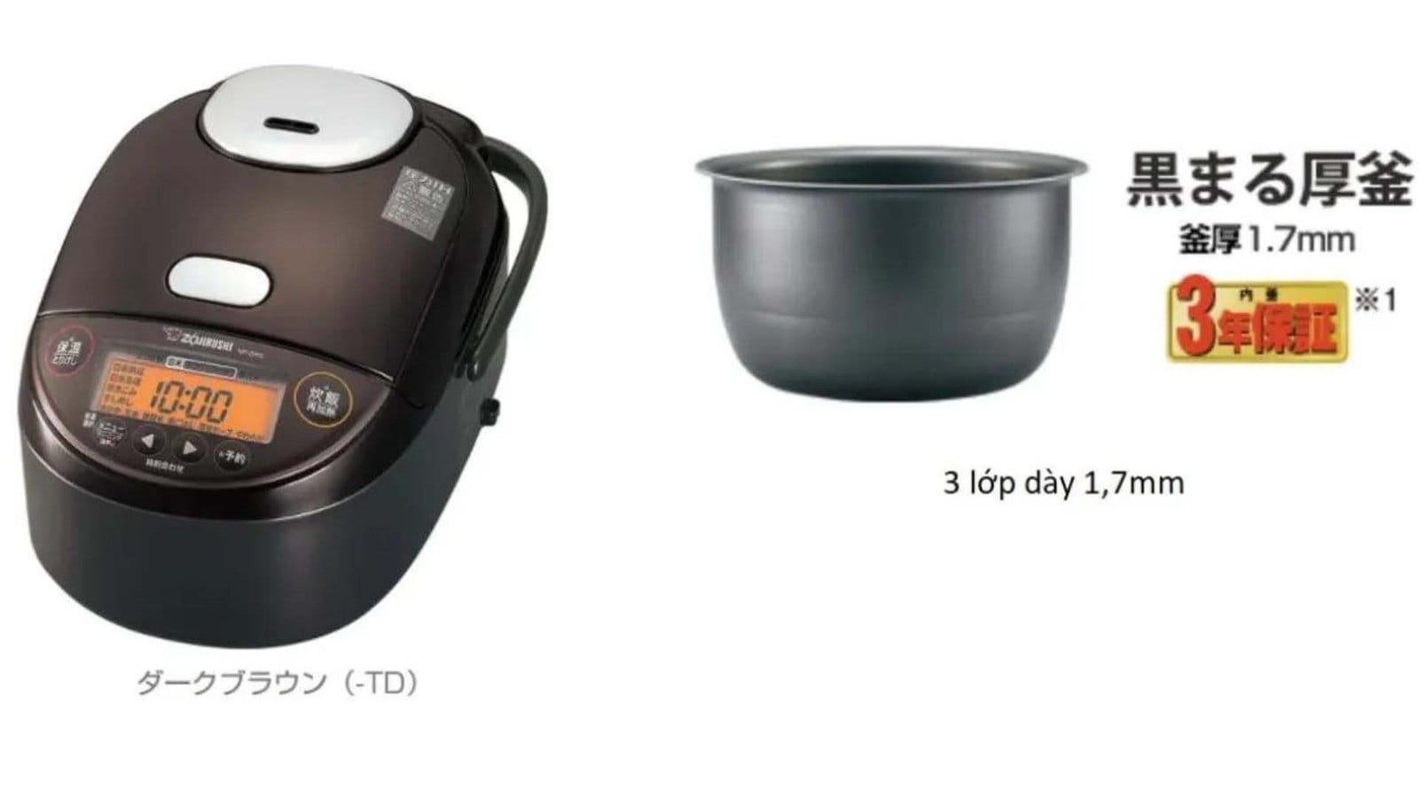 Nồi cơm điện Zojirushi NP-ZU10-TD 1.0L cao tần, áp suất - Ảnh 6