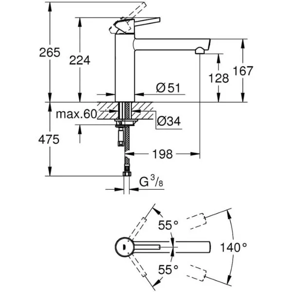 Vòi chậu rửa mặt GROHE Concetto - Ảnh 5