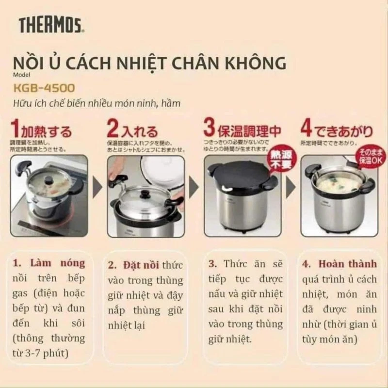 Nồi ủ Thermos KBG-4500 4.5L Nhật Bản