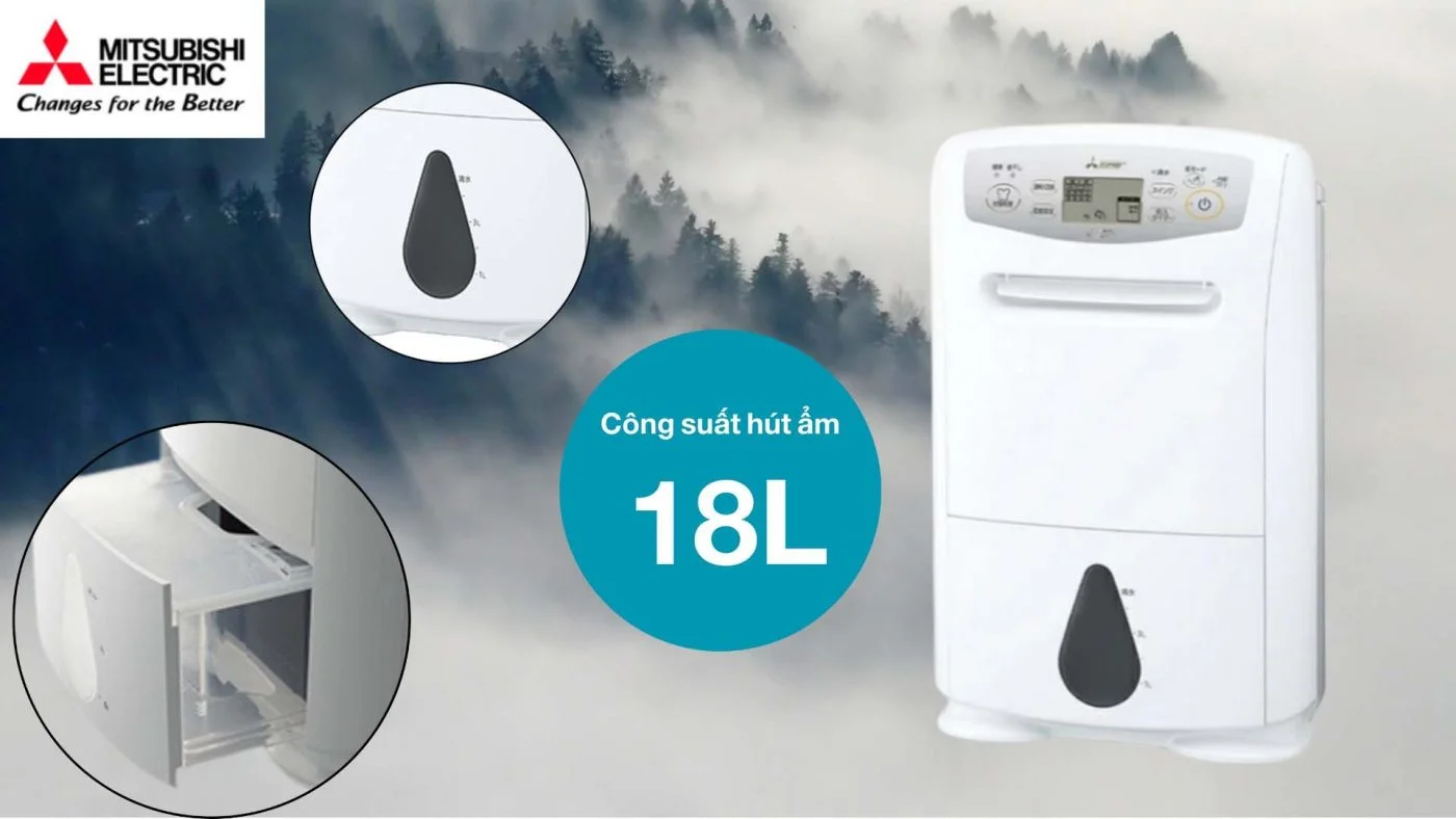 Máy hút ẩm Mitsubishi MJ-P180YX-W 18L/ngày may-hut-am-Mitsubishi-MJ-P180YX-W